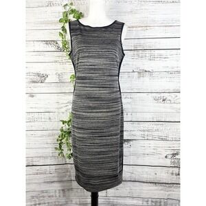 Max Studio MSSP Tennis Dress size Medium Navy Blue Striped Straight Jersey Knit